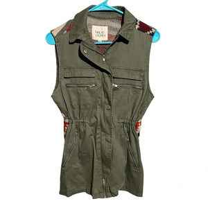 Thread & Supply Green Utility Vest With Southwestern Knit Back Size XS Aztec